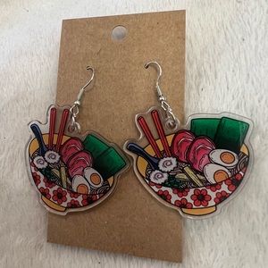 Bowl of ramen double sided dangle earrings